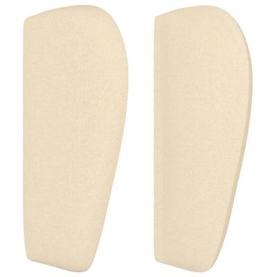 Hoofdbord met randen 163x23x78/88 cm stof crèmekleurig