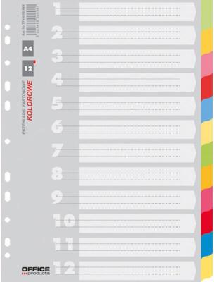 OFFICE products tabbladen, A4, karton, 11-gaatsperforatie, geassorteerde kleuren, 12 tabs