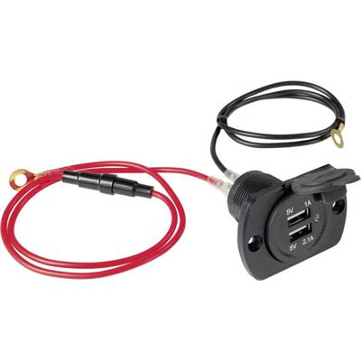 AS Schwabe USB 2-voudig inbouwdoos caravan, zwart USB 2-voudig inbouwdoos caravan, zwartStroombelasting (max.)=2.1 A