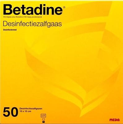 Betadine Desinfectie Zalfgaas 10x10cm Betadine Desinfectie Zalfgaas 10x10cm