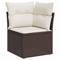 Tuinbankenset met opslag 9 pcs Bruin en Crème poly rattan - thumbnail