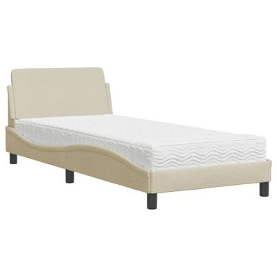 Bed met matras stof crèmekleurig 80x200 cm - thumbnail