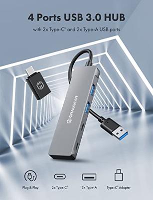 GrauGear G-HUB2A2C-AC USB 3.2 Gen 1-hub 4 poorten Zilver GrauGear G-HUB2A2C-AC USB 3.2 Gen 1-hub 4 poorten Zilver