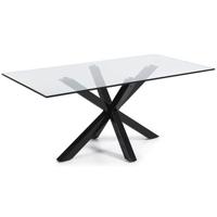 Kave Home Glazen eettafel 'Argo' met zwart onderstel, 200 x 100cm - thumbnail