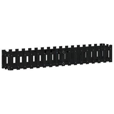 VidaXL Plantenbak verhoogd hekontwerp 200x30x30 cm grenenhout zwart