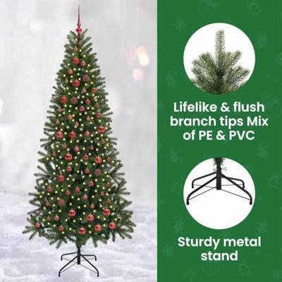 VidaXL Kunstkerstboom met 300 led met standaard groen 210 cm pe en pvc