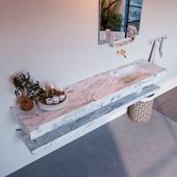 MONDIAZ ALAN-DLUX 200cm planchet Glace. Vrijhangende wastafel CLOUD rechts zonder kraangat, kleur Glace. - thumbnail