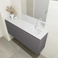 MONDIAZ OLAN 120cm toiletmeubel dark grey. LEX wastafel talc rechts geen kraangat - thumbnail