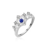 Vrouwen Crystal Ring Fashion Love hart kroon Rhinestone Ring (Blue Diamond) - thumbnail