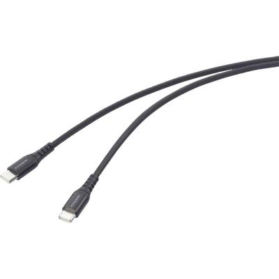 Renkforce RF-6872330 USB-kabel USB 2.0 USB-C stekker, USB-C stekker 1.00 m Zwart Zeer flexibel, Extreem robuust gevlochten bescherming
