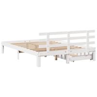 Bedframe met lades massief grenenhout wit 160x200 cm - thumbnail