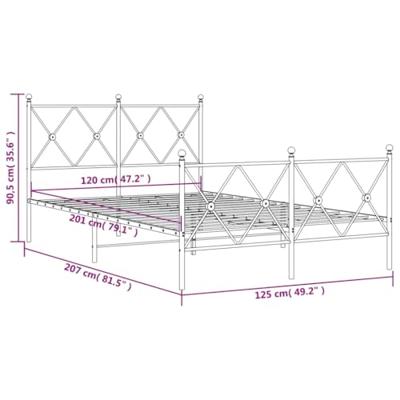 Bedframe met hoofd- en voeteneinde metaal wit 120x200 cm - thumbnail