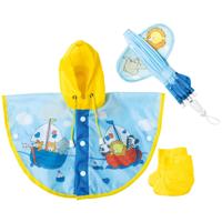 Heless Poppen regencape met paraplu en laarzen, 28-35 cm - thumbnail