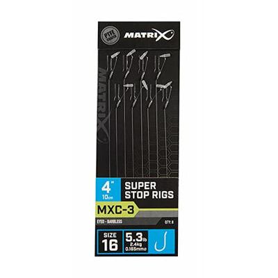 Fox Matrix MXC-3 Barbless Super Stop Rigs 10cm 8st. Size 16 - 0,165 mm