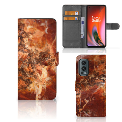 OnePlus Nord 2 5G | Bookcase | Marmer Bruin OnePlus Nord 2 5G | Bookcase | Marmer Bruin