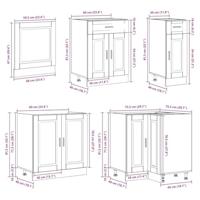 11-delige Keukenkastenset Porto bewerkt hout zwart - thumbnail