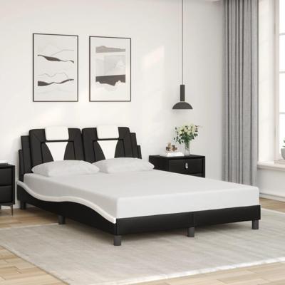 Bedframe met hoofdbord kunstleer zwart en wit 120x200 cm
