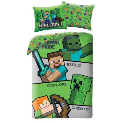 Minecraft Dekbedovertrek explore - 140 x 200 cm - 70 x 90 cm - Polyester