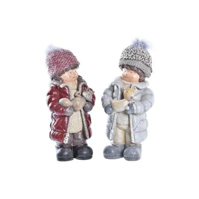 Kerstversiering DKD Home Decor Polyester Hars Kinderen (15 x 12 x 35 cm) (2 Stuks)