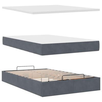 Ottoman bed met matras 90x200cm fluweel donkergrijs