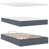 Ottoman bed met matras 80x200cm fluweel donkergrijs - thumbnail