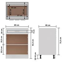 Onderkast met lade Lyon 60x46x81,5 cm bewerkt hout wit - thumbnail
