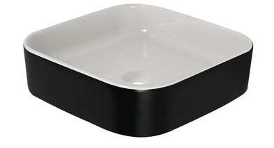 Opbouwwastafel BWS Fresh Keramiek 42x42 cm Zonder Overloop, Zonder Kraangat Wit/Mat Zwart