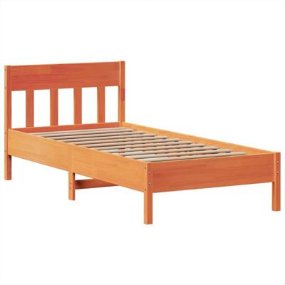 Bedframe zonder matras massief grenenhout wasbruin 75x190 cm - thumbnail