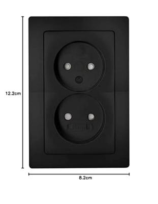 KOPP - Wandcontactdoos - Paris HK05 - Inbouw - 1-voudig Dubbel Stopcontact - Kinderbeveiliging - Mat Zwart