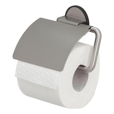 Toiletrolhouder Tiger Tune Met Klep Geborsteld RVS met Zwart