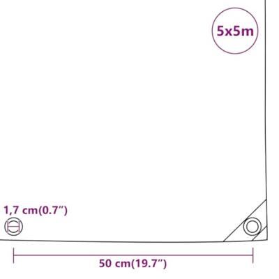 Dekzeil 650 g/m² 5x5 m grijs
