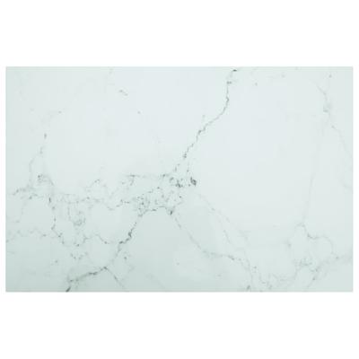 Tafelblad 120x62 cm 8 mm gehard glas met marmeren design wit