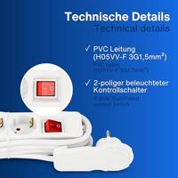 REV 0012326114 Stekkerdoos met schakelaar 3-voudig Wit Randaarde stekker 1 stuk(s) - thumbnail