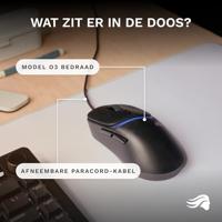 Glorious Gaming - bekabelde gamingmuis Model D3 - Ultralicht 57 g, optische knoppen met klikrate van 130M, 30K DPI BAMF 3.0-sensor, 750 IPS-tracking, 50G-versnelling, ondersteunt elk griptype - Zwart - thumbnail