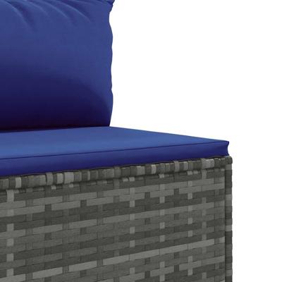 3-delige Loungeset met kussens poly rattan grijs - thumbnail