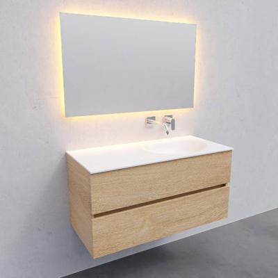 Badkamermeubel Solid Surface BWS Stockholm 100x46 cm Rechts Wood Washed Oak (0 kraangaten)