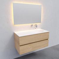 Badkamermeubel Solid Surface BWS Stockholm 100x46 cm Rechts Wood Washed Oak (0 kraangaten) - thumbnail