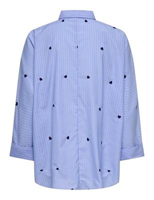 Only Onlnew Lina Grace Str Emb Shirt Wvn Noos Blouse Moonlight Blue Blue Heart