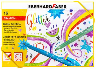 Eberhard Faber ef-551016 viltstiften glitter doos 16 kleuren Eberhard Faber ef-551016 viltstiften glitter doos 16 kleuren