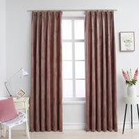 VidaXL Gordijnen verduisterend 2 st met haken 140x245 cm fluweel roze - thumbnail