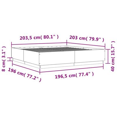 Bedframe massief hout wit 200x200 cm