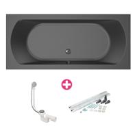 Xenz Lagoon Duobad - 180x80x53 - afvoer Midden - acryl - ebony 6928-29 - thumbnail