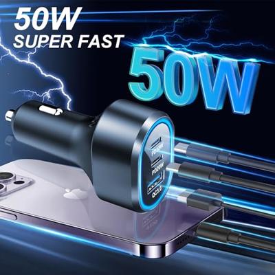 Caliber Autolader - Sigarettenaansteker Splitter - 2x USB & 1x USB-C - 50 Watt - Snellader (PS25)