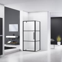 Hoek Douchecabine Van Rijn ST04 Helder Glas 90x100x200 cm 6 mm Aluminium Zwart van Rijn - thumbnail