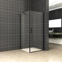 Douchecabine Wiesbaden Uni Klapdeur Vierkant 90x90x200 cm 8 mm NANO coating Mat Zwart - thumbnail