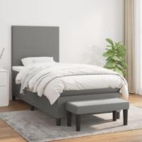 Boxspring met matras stof donkergrijs 90x190 cm - thumbnail