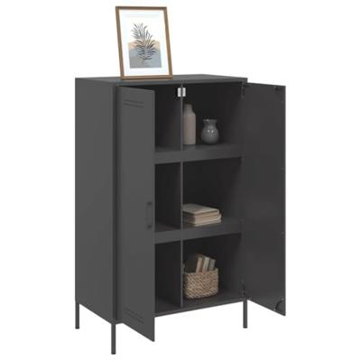 Hoge kast 68x39x113 cm staal zwart - thumbnail