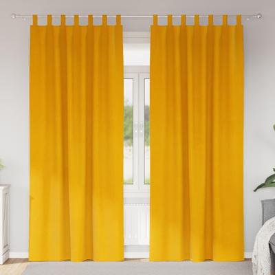 VidaXL Verduisterende gordijnen 2 pcs mosterdgeel 140 x 225 cm fluweel