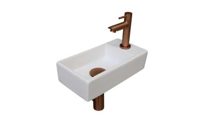 INK Versus Fonteinset - 36x18x9cm - wasbak links - porselein Mat wit/Mat rose goud 1805314