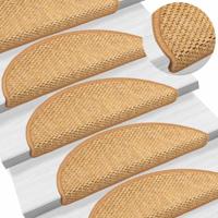 VidaXL Trapmatten zelfklevend 15 st sisal-look 56x17x3 cm sisalkleurig - thumbnail